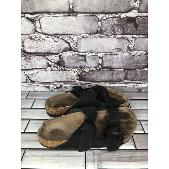 Birkenstock Arizona Black Suede Leather Cork Slides Sandals Women Sz 36EU/5M US - Picture 1 of 15